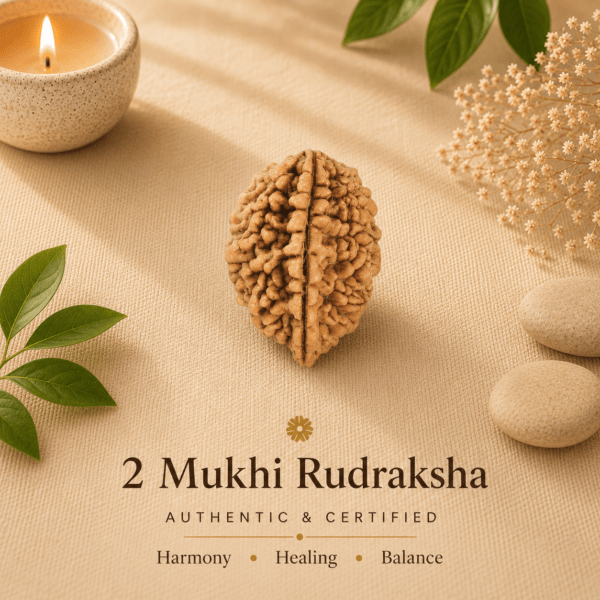Natural 2 Mukhi Kaju Dana Rudraksha (South India) | For Harmony, Love & Spiritual Balance