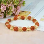 Rudraksha & Citrine Bracelet (8MM, Unisex)