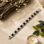 Silver Plated Black Tourmaline Bracelet | For Protection, Balance & Positive Energy