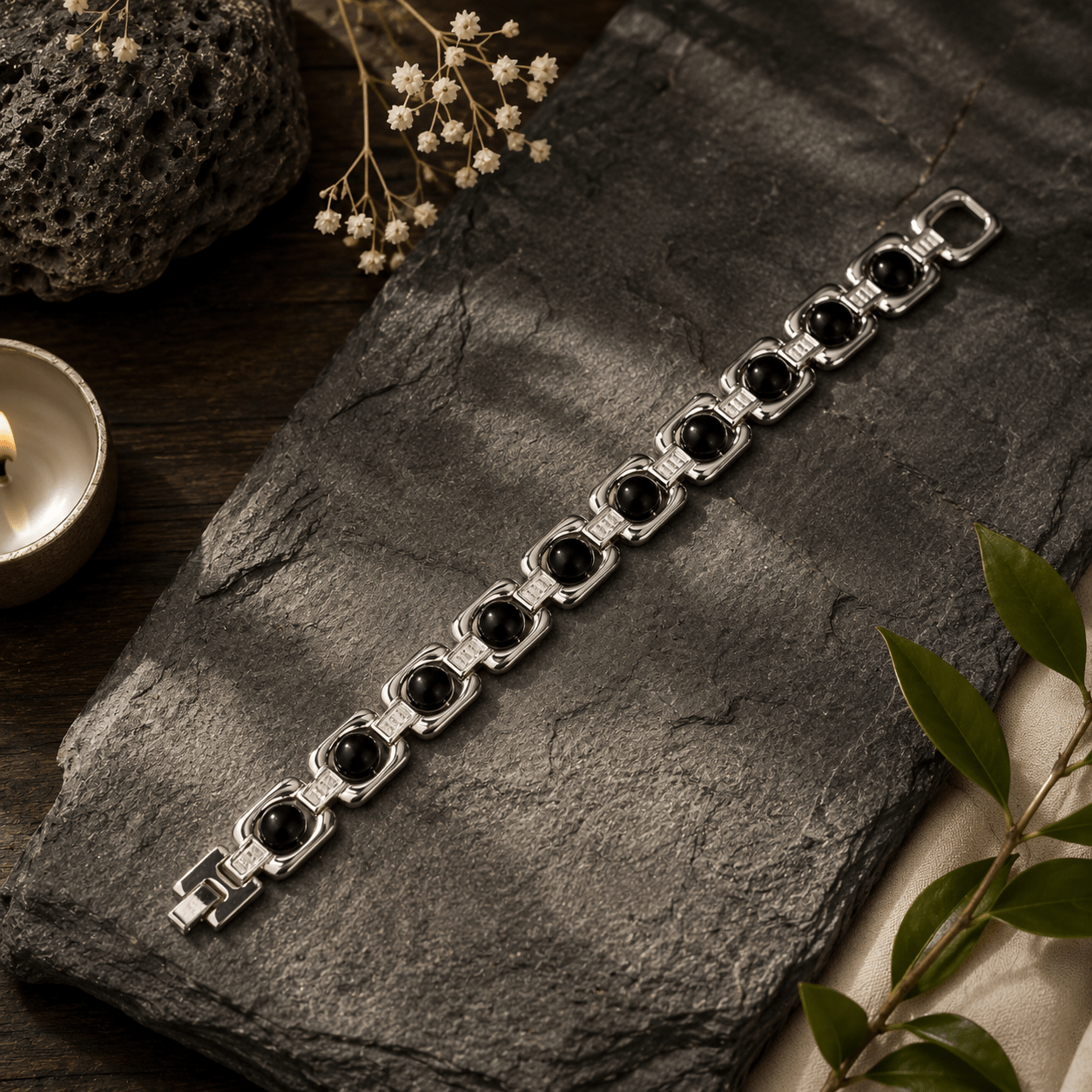 Black Obsidian Silver Plated Bracelet | For Grounding, Protection & Emotional Balance