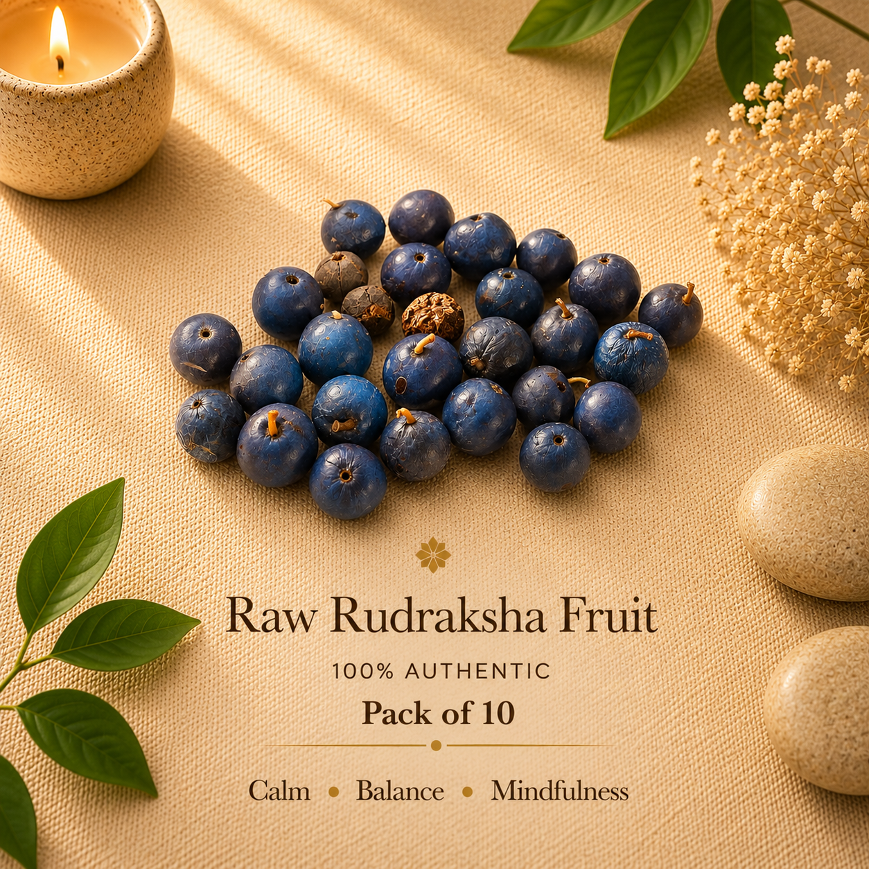 Natural Nepali Rudraksha Fruit with Shell | For Seed Collection & Spiritual Interest (Pack Of 10)