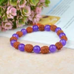 Amethyst & Rudraksha Bracelet (8MM, Unisex)