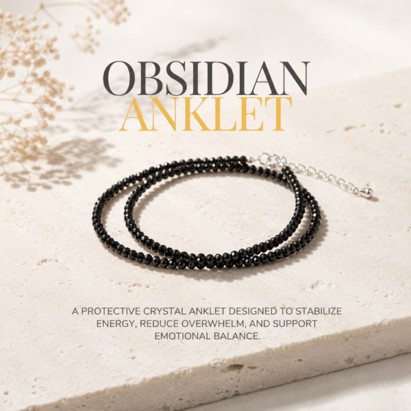 Black Obsidian Anklet | For Grounding, Protection & Emotional Balance