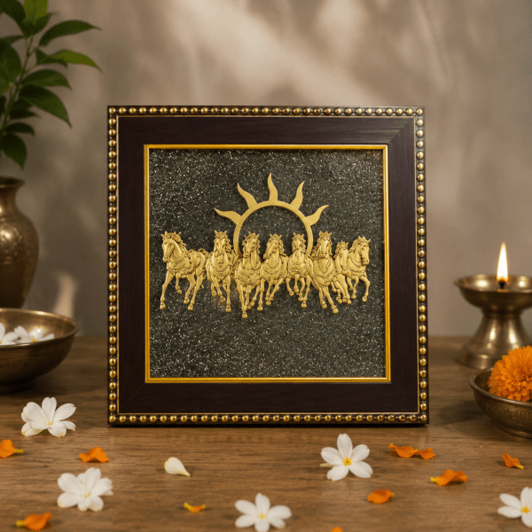 7 Horse Pyrite Frame | Vastu Frame for Success, Prosperity & Career Growth