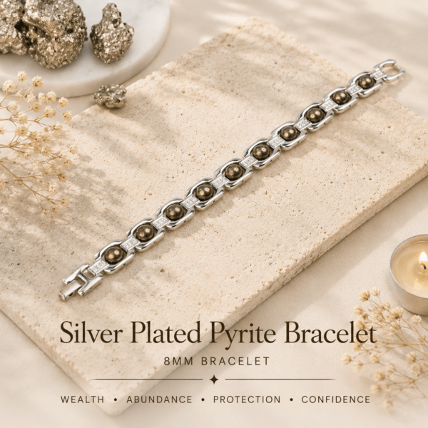 Silver Plated Pyrite Bracelet | For Wealth, Confidence & Protection