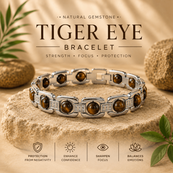 Tiger Eye Silver Plated Bracelet | For Strength, Focus & Protection